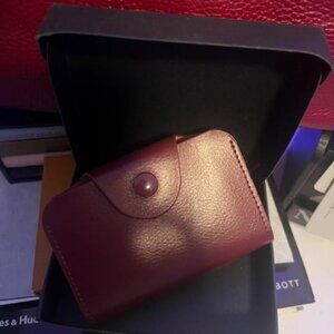 Genuine Leather Card Wallet New in Box (Wine Color)